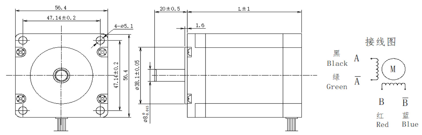 57系列0.9&deg;两相开环步进电机结构