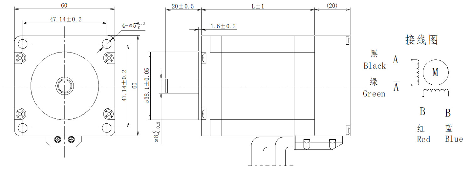 60系列1.8&deg;两相闭环步进电机结构